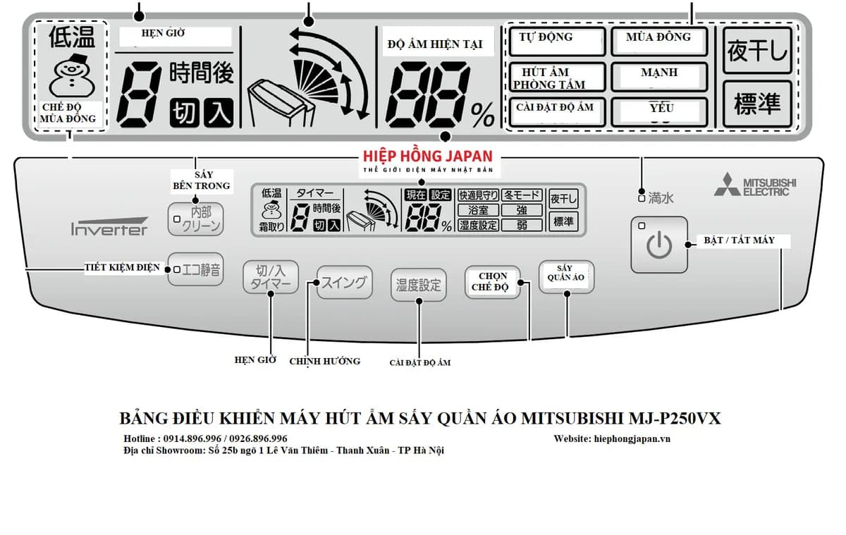 Máy Hút ẩm Mitsubishi MJ-PV250VX Hàng Nội Địa Nhật